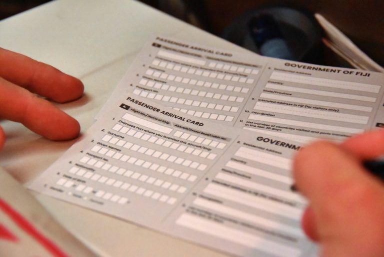 The Passenger Arrival Card for Fiji