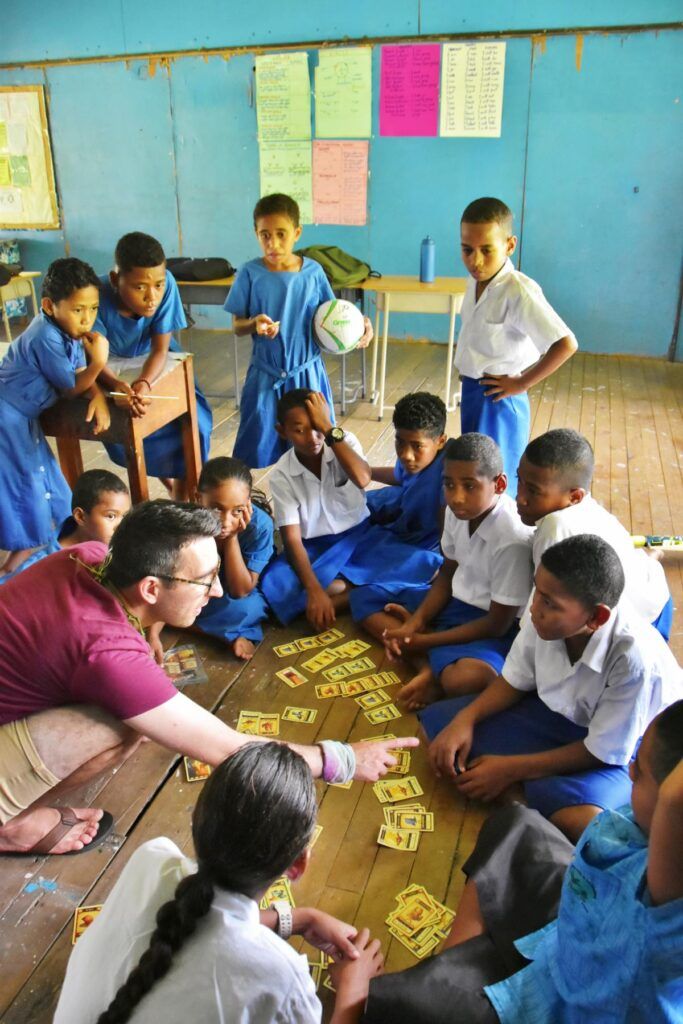 Fiji Pocket Guide engaging at a Fijian school